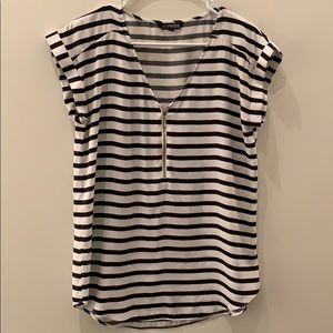 Striped navy and white blouse